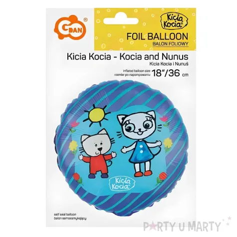 balon foliowy kicia kocia i nunus cyfra 2 dekoracja na 2 urodziny 18 rnd