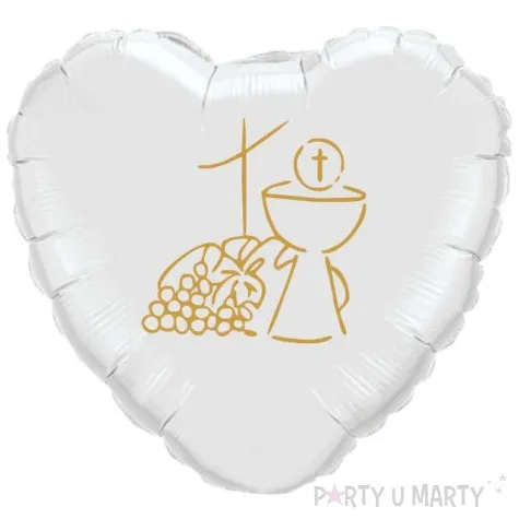 balon foliowy kielich krzyz i hostia bialo zloty 18 hrt
