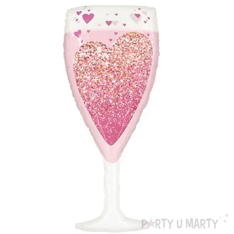 balon foliowy kieliszek z sercami rozowy jix 35