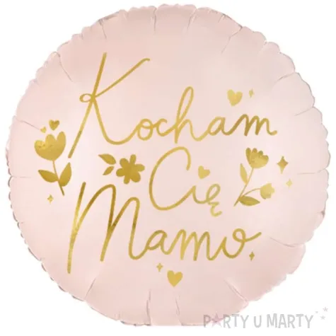 balon foliowy kocham cie mamo rozowy zloty partydeco 18 rnd
