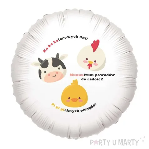 balon foliowy kokolorowa farma zyczenia bialy 18 rnd