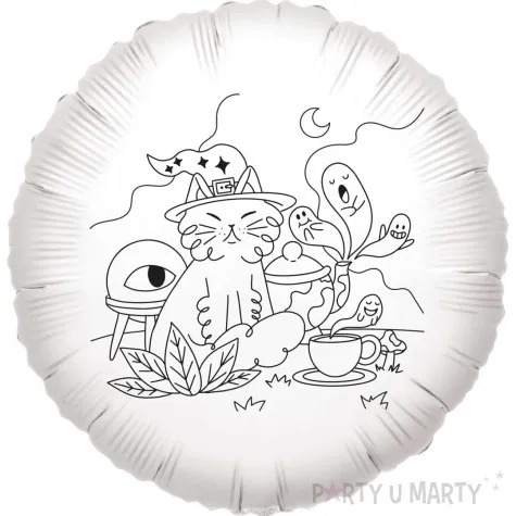 balon foliowy kolorowanka kot czarodziej bialy 18 rnd