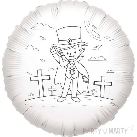 balon foliowy kolorowanka wampirek elegancik bialy 18 rnd