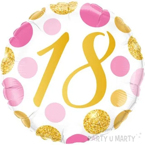 balon foliowy kolorowe 18 urodziny rozowo zloty qualatex 18 rnd