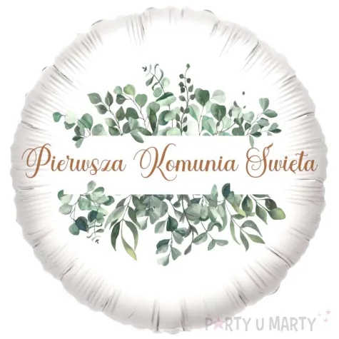 balon foliowy komunia swieta eukaliptus beauty 18 rnd