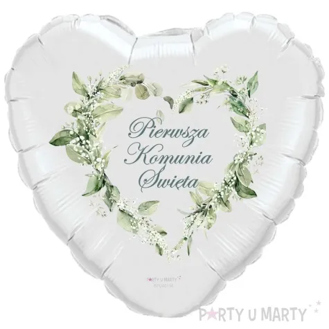 balon foliowy komunia swieta eukaliptusowe serce 18 hrt