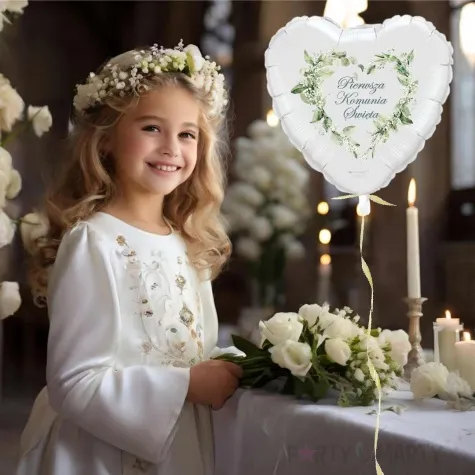 balon foliowy komunia swieta eukaliptusowe serce 18 hrt