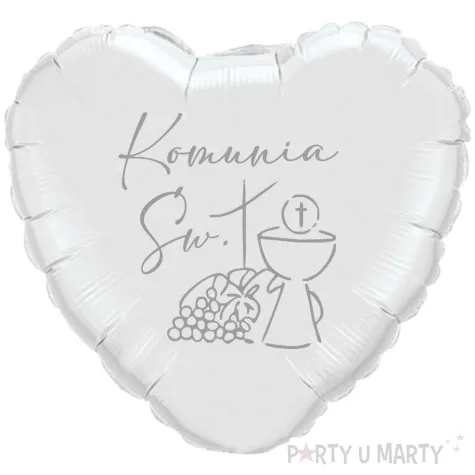 balon foliowy komunia swieta kielich bialo srebrny 18 hrt