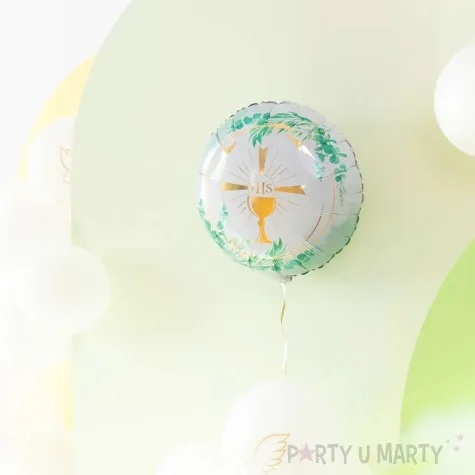 balon foliowy komunia swieta kielich i hostia ihs bialo zloty partypal 18 rnd