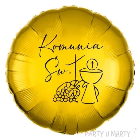 balon foliowy komunia swieta kielich zloto czarny 18 rnd