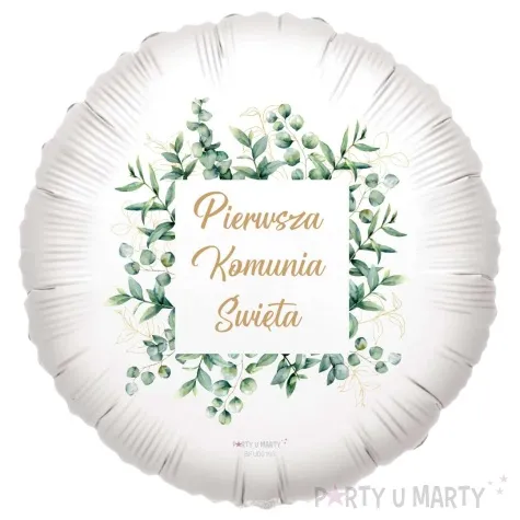 balon foliowy komunia swieta kwadratowy eukaliptus 18 rnd