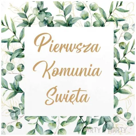 balon foliowy komunia swieta kwadratowy eukaliptus 18 rnd