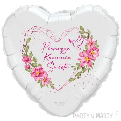 balon foliowy komunia swieta rozowe serce 18 hrt