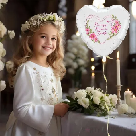 balon foliowy komunia swieta rozowe serce 18 hrt