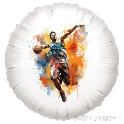balon foliowy koszykowka koszykarz w ataku bialy 18 rnd