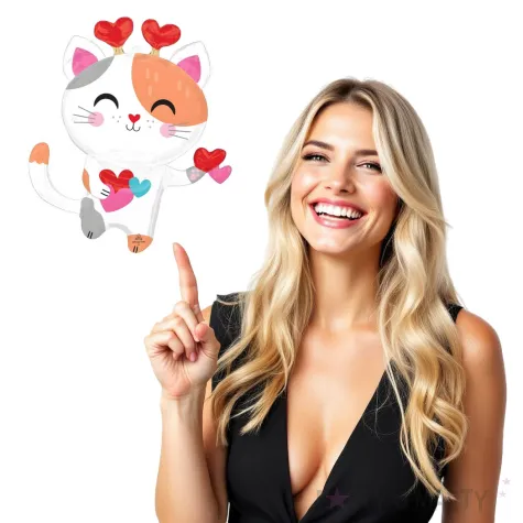balon foliowy kot z sercami dekoracja prezent na walentynki urodziny amscan 31 shp