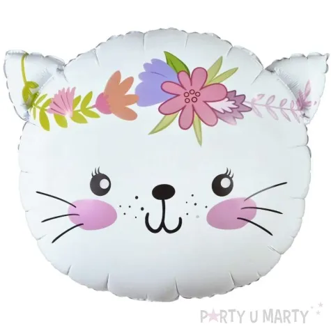 balon foliowy kotek z wiankiem bialy godan 17 shp