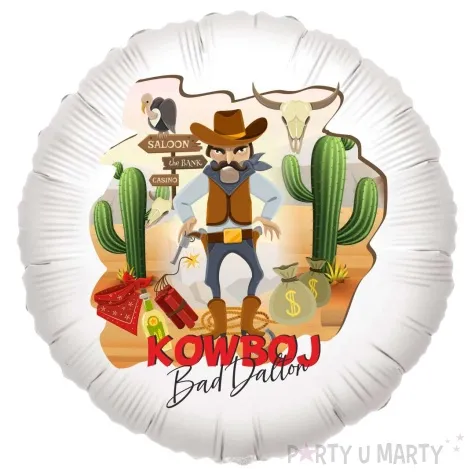 balon foliowy kowbojskie party bad dalton bialy 18 rnd
