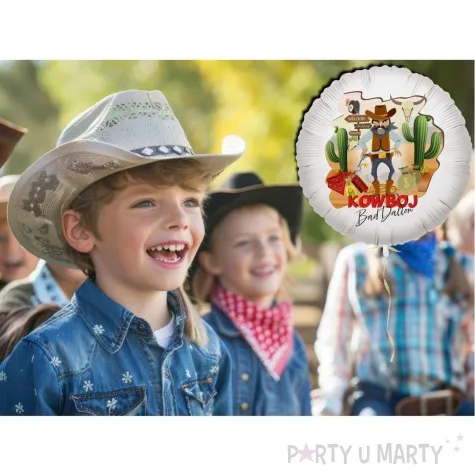 balon foliowy kowbojskie party bad dalton bialy 18 rnd