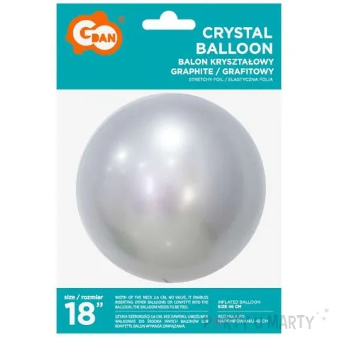 balon foliowy krysztalowy srebrny godan 18 orb