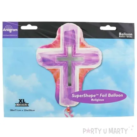 balon foliowy krzyz rozowy amscan 24 shp