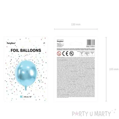 balon foliowy kula blekitny partydeco 16 orb
