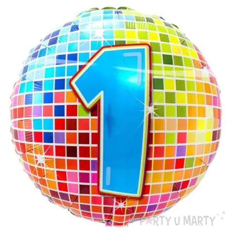 balon foliowy kula dyskotekowa liczba 1 folat 18 orb