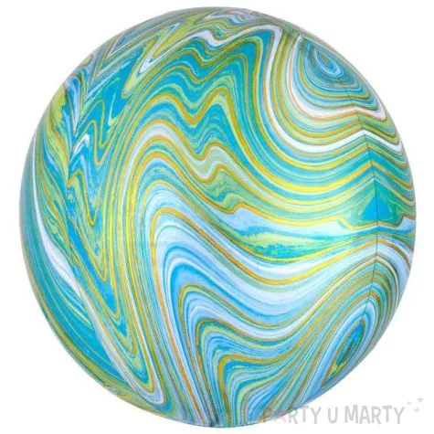 balon foliowy kula marmurek niebiesko zielony amscan 15 orb