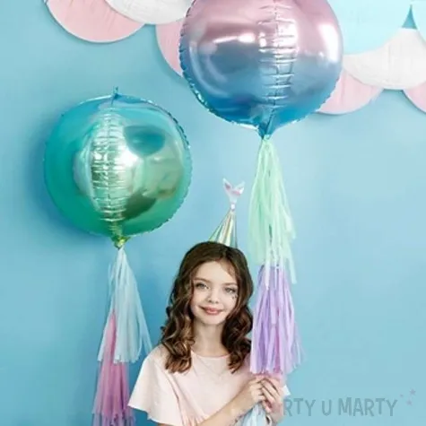 balon foliowy kula ombre metalic niebiesko zielony partydeco 14 orb