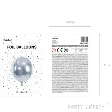 balon foliowy kula srebrny partydeco 16 orb