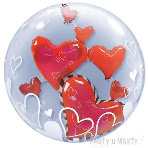 balon foliowy kula z sercami wewnatrz qualatex 24 orb