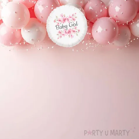 balon foliowy kwiat jabloni baby girl dekoracja na baby shower gender reveal bialy 18 rnd
