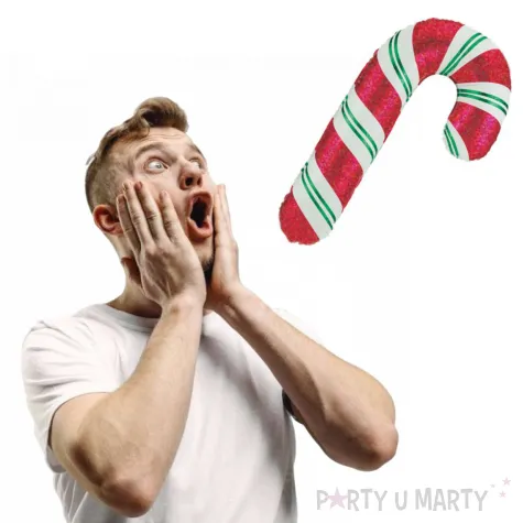 balon foliowy laska cukrowa bialo czerwony betallic 41 shp