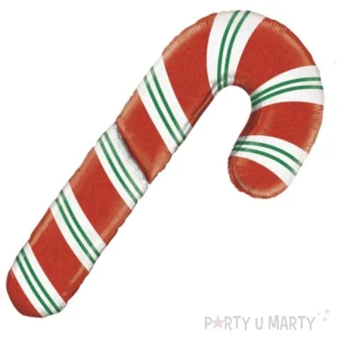 balon foliowy laska cukrowa bialo czerwony betallic 50 shp