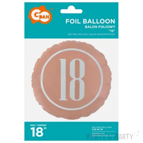 balon foliowy liczba 18 rozowo zloty godan 18 rnd