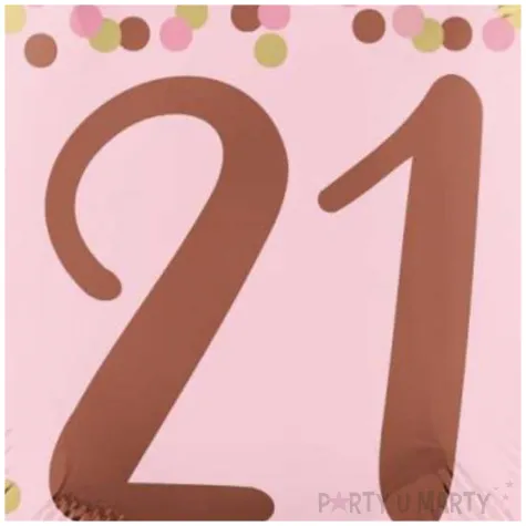 balon foliowy liczba 21 dekoracja na 21 urodziny rozowy amscan 18 rnd