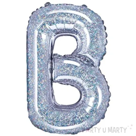 balon foliowy litera b holo srebrny partydeco 14 ltr