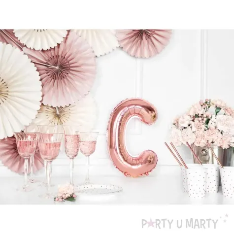 balon foliowy litera c rozowe zloto partydeco 14 ltr