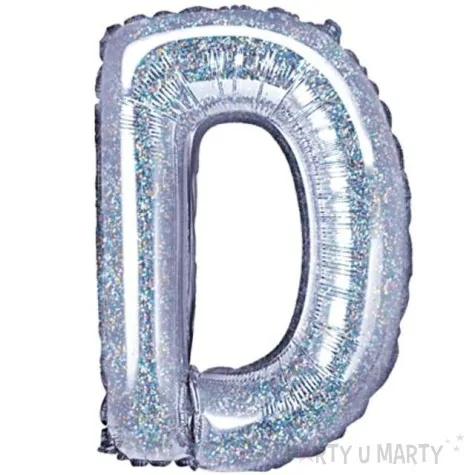 balon foliowy litera d holograficzna srebrny partydeco 14 ltr
