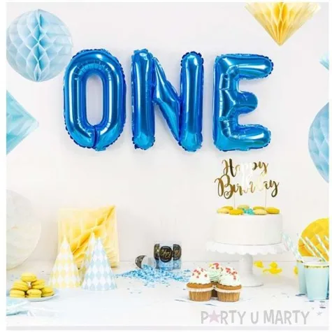 balon foliowy litera e niebieski partydeco 14 ltr