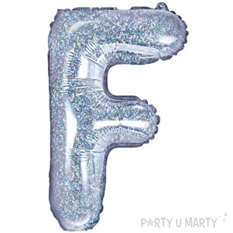 balon foliowy litera f holograficzna srebrny partydeco 14 ltr