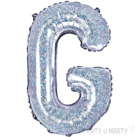 balon foliowy litera g holograficzna srebrny partydeco 14 ltr