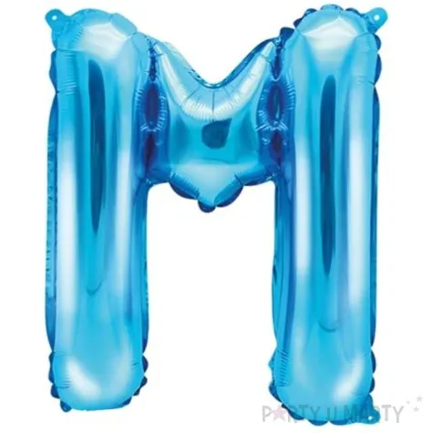 balon foliowy litera m niebieski partydeco 14 ltr