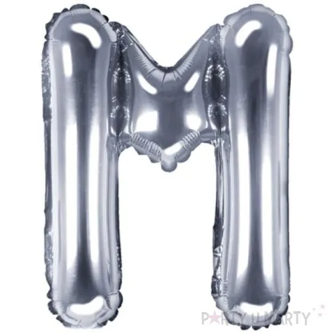 balon foliowy litera m srebrny partydeco 14 ltr
