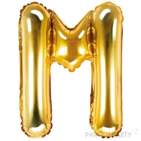 balon foliowy litera m zloty partydeco 14 ltr