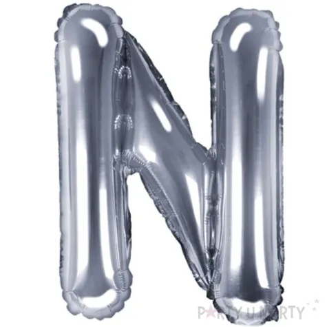balon foliowy litera n 14 partydeco srebrny