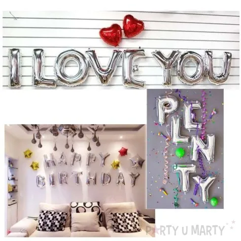 balon foliowy litera n 16 oem srebrny