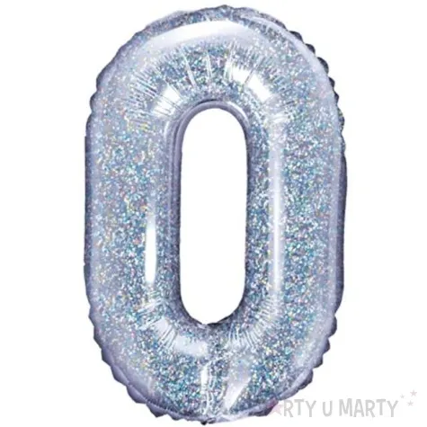 balon foliowy litera o 14 partydeco srebrny holograficzny
