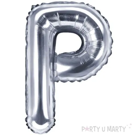 balon foliowy litera p 14 partydeco srebrny