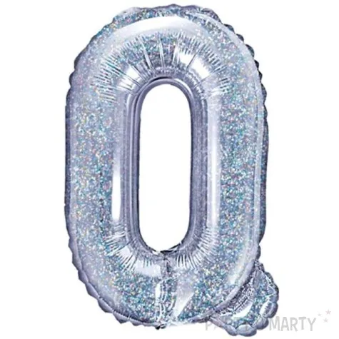 balon foliowy litera q 14 partydeco srebrny holograficzny